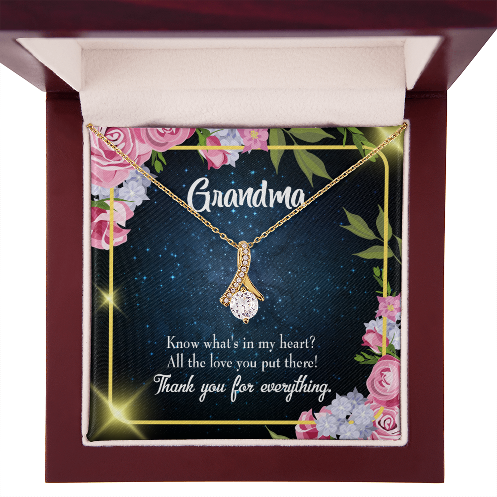 To My Grandmother Grandchild to Grandma Alluring Ribbon Necklace Message Card-Express Your Love Gifts