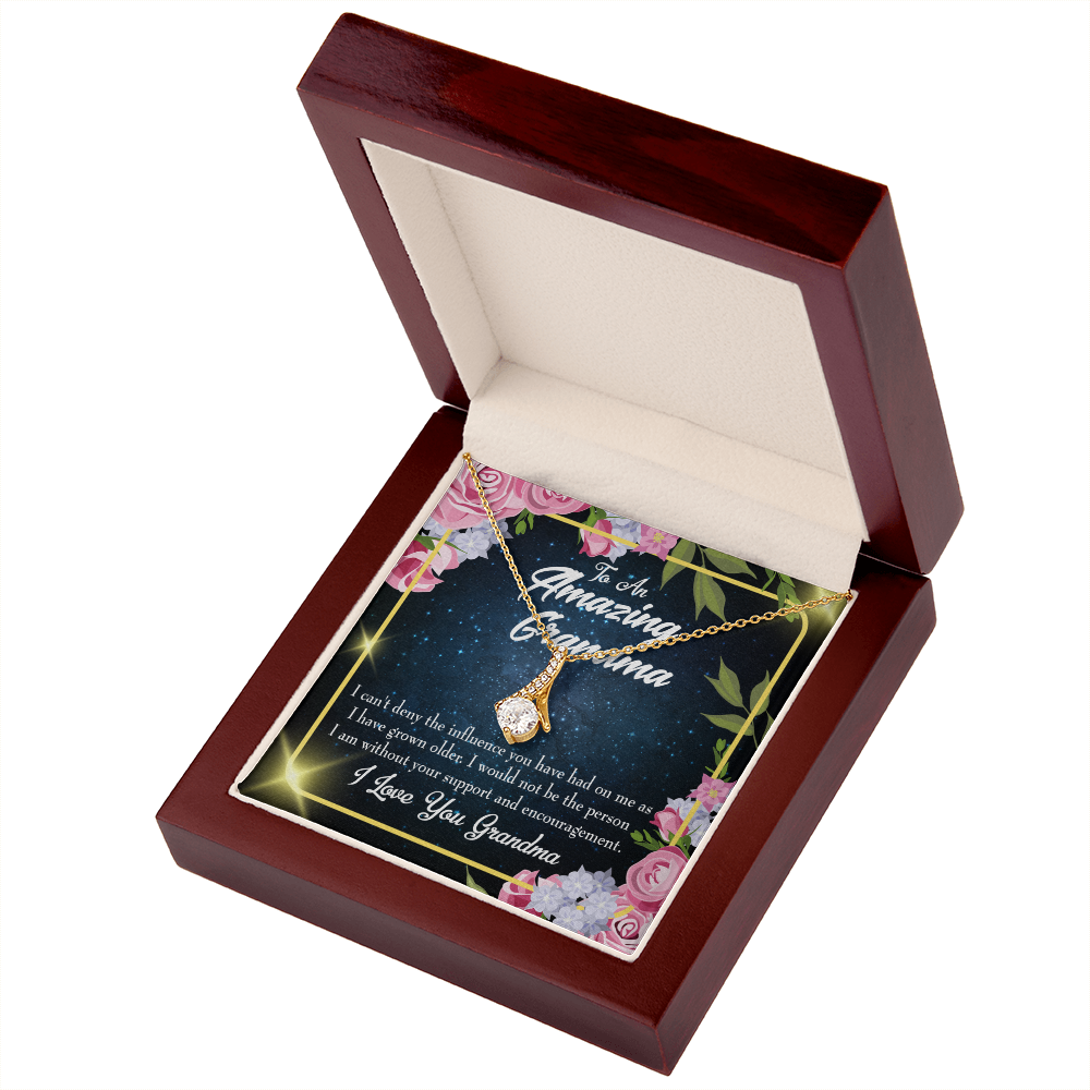 To My Grandmother Grandma Love Alluring Ribbon Necklace Message Card-Express Your Love Gifts