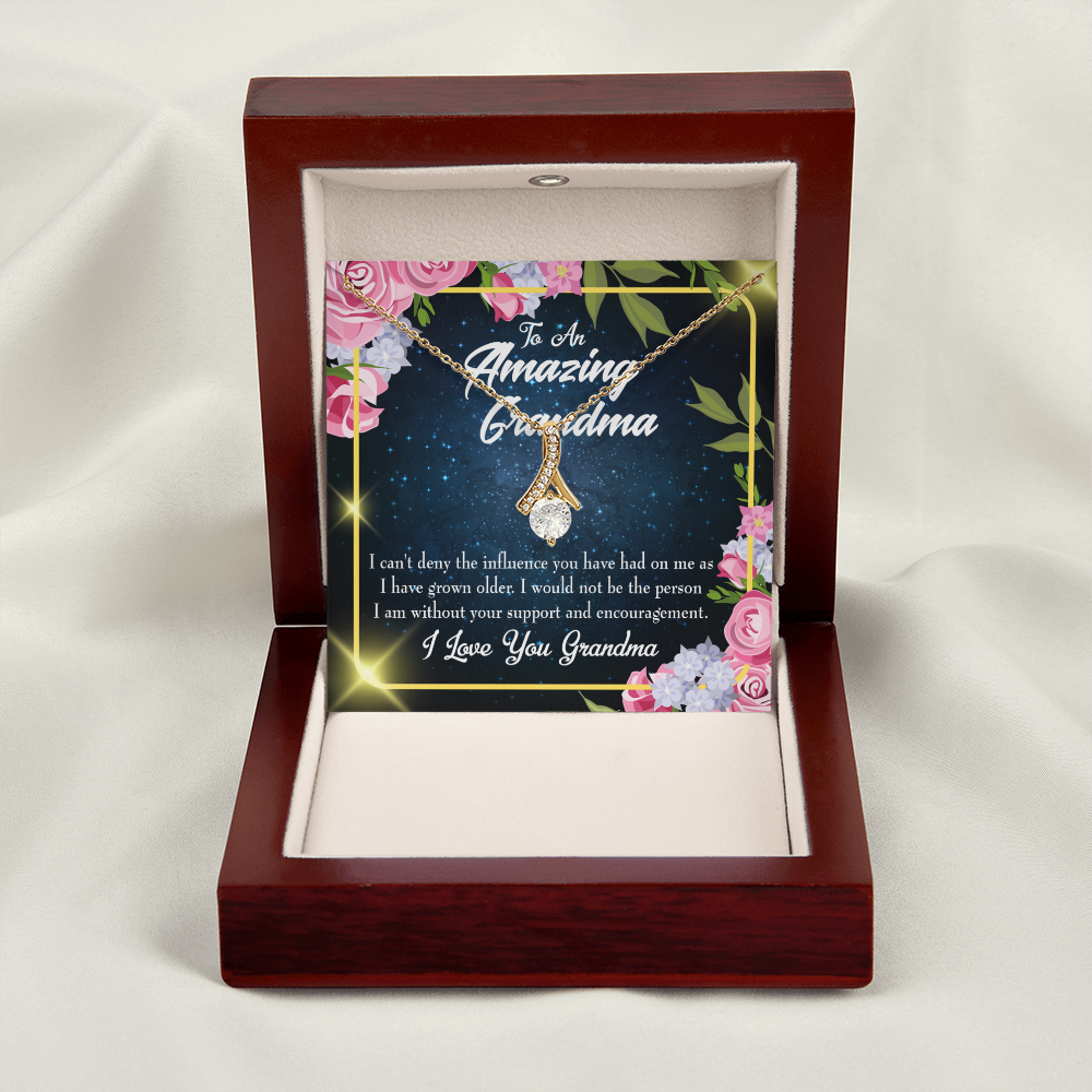 To My Grandmother Grandma Love Alluring Ribbon Necklace Message Card-Express Your Love Gifts