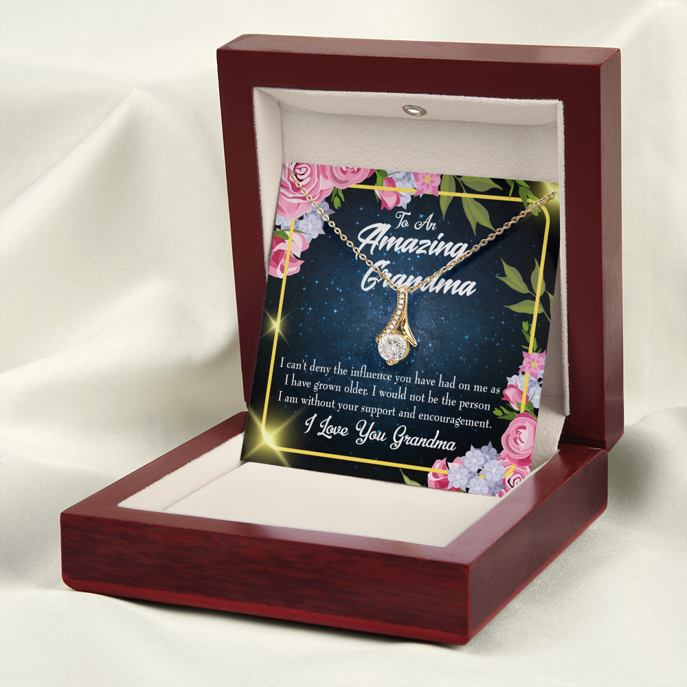 To My Grandmother Grandma Love Alluring Ribbon Necklace Message Card-Express Your Love Gifts