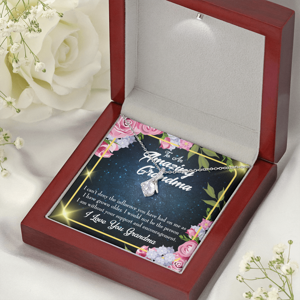 To My Grandmother Grandma Love Alluring Ribbon Necklace Message Card-Express Your Love Gifts