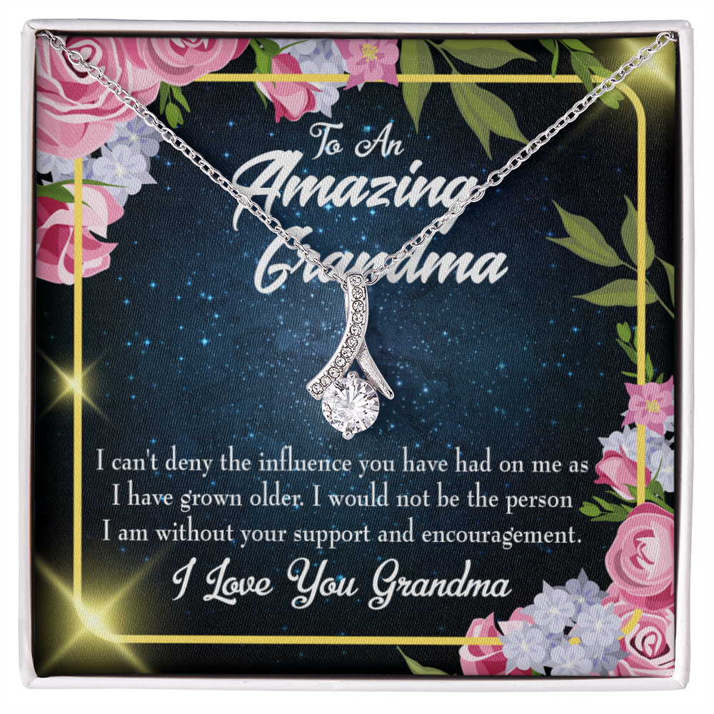 To My Grandmother Grandma Love Alluring Ribbon Necklace Message Card-Express Your Love Gifts