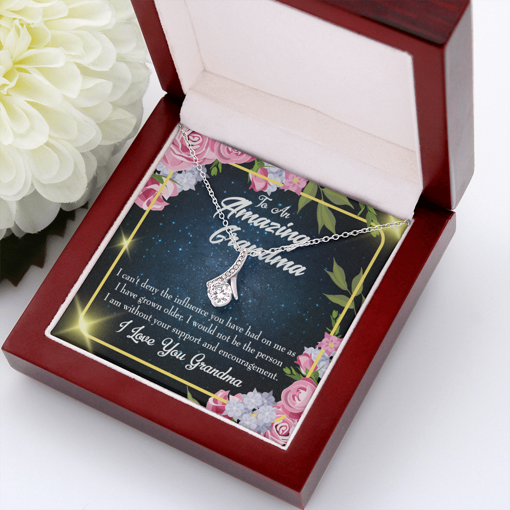 To My Grandmother Grandma Love Alluring Ribbon Necklace Message Card-Express Your Love Gifts