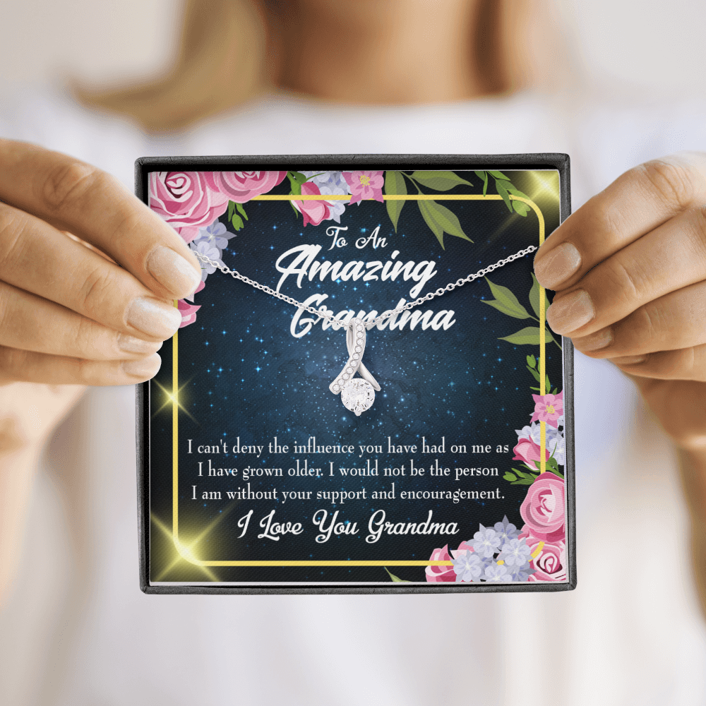 To My Grandmother Grandma Love Alluring Ribbon Necklace Message Card-Express Your Love Gifts