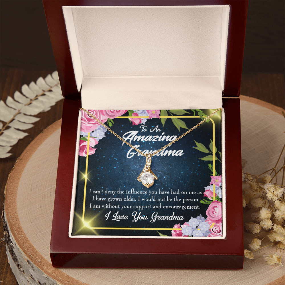 To My Grandmother Grandma Love Alluring Ribbon Necklace Message Card-Express Your Love Gifts