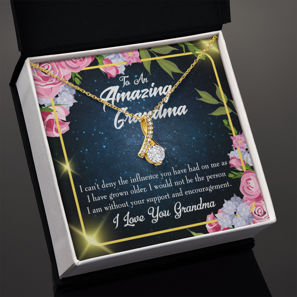 To My Grandmother Grandma Love Alluring Ribbon Necklace Message Card-Express Your Love Gifts