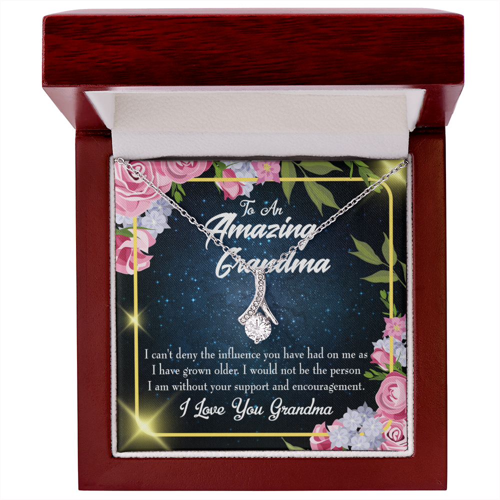 To My Grandmother Grandma Love Alluring Ribbon Necklace Message Card-Express Your Love Gifts