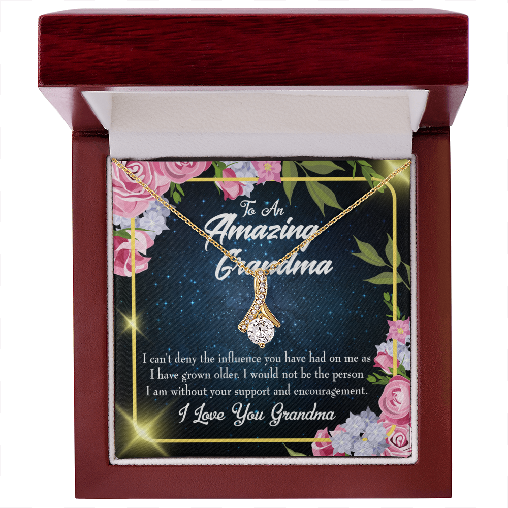 To My Grandmother Grandma Love Alluring Ribbon Necklace Message Card-Express Your Love Gifts