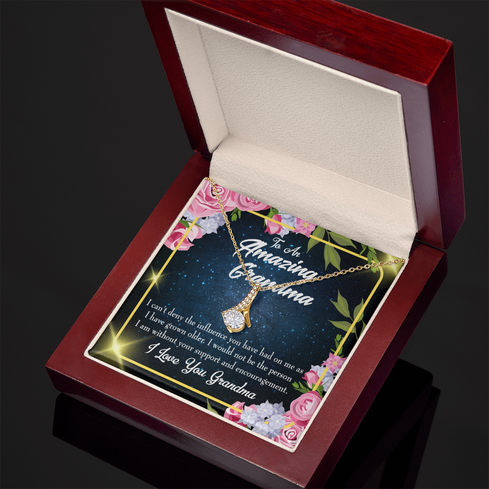 To My Grandmother Grandma Love Alluring Ribbon Necklace Message Card-Express Your Love Gifts