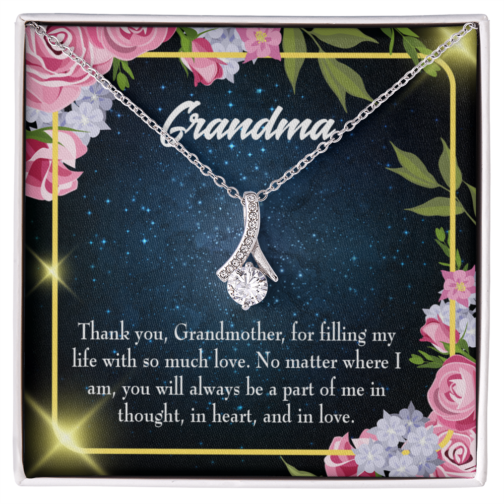 To My Grandmother Grandma Part of Me Alluring Ribbon Necklace Message Card-Express Your Love Gifts