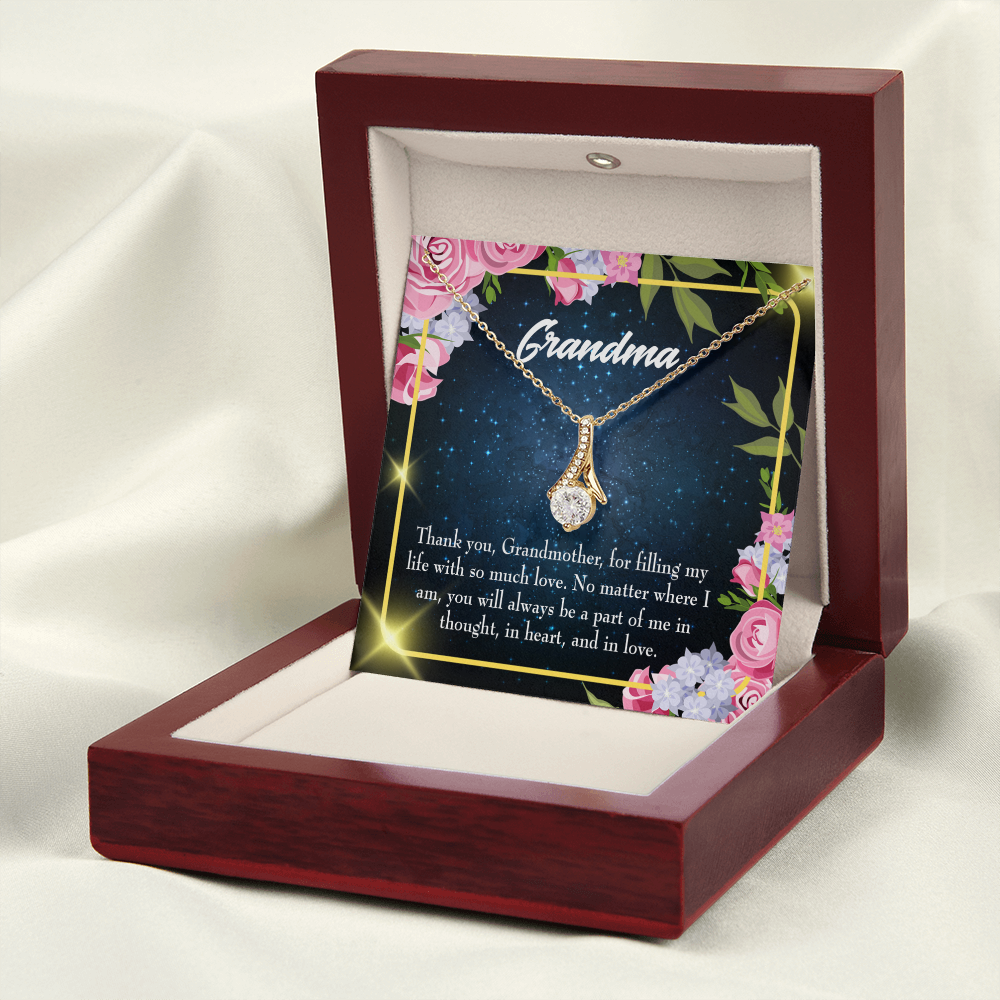 To My Grandmother Grandma Part of Me Alluring Ribbon Necklace Message Card-Express Your Love Gifts