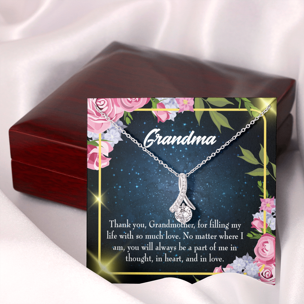 To My Grandmother Grandma Part of Me Alluring Ribbon Necklace Message Card-Express Your Love Gifts