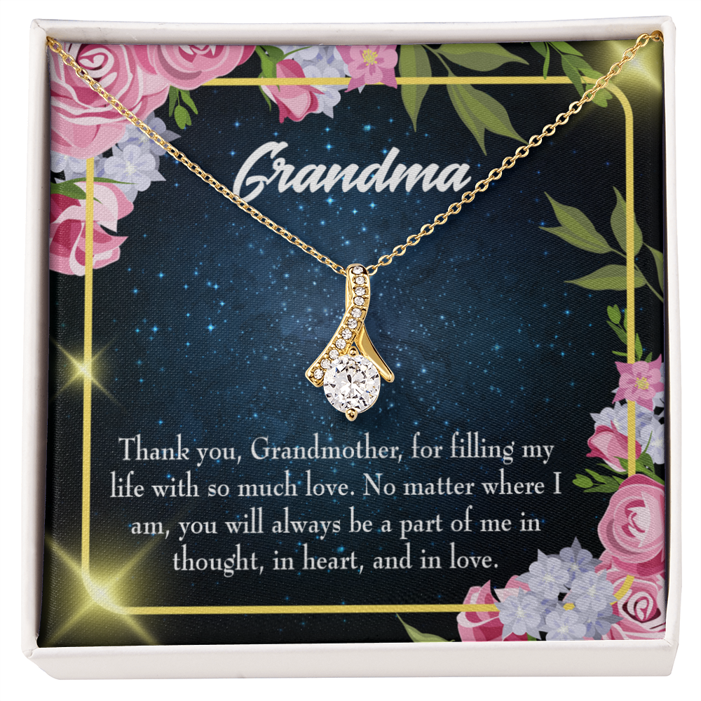 To My Grandmother Grandma Part of Me Alluring Ribbon Necklace Message Card-Express Your Love Gifts