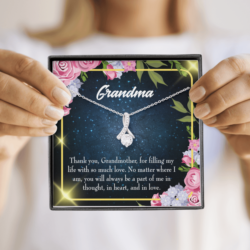 To My Grandmother Grandma Part of Me Alluring Ribbon Necklace Message Card-Express Your Love Gifts