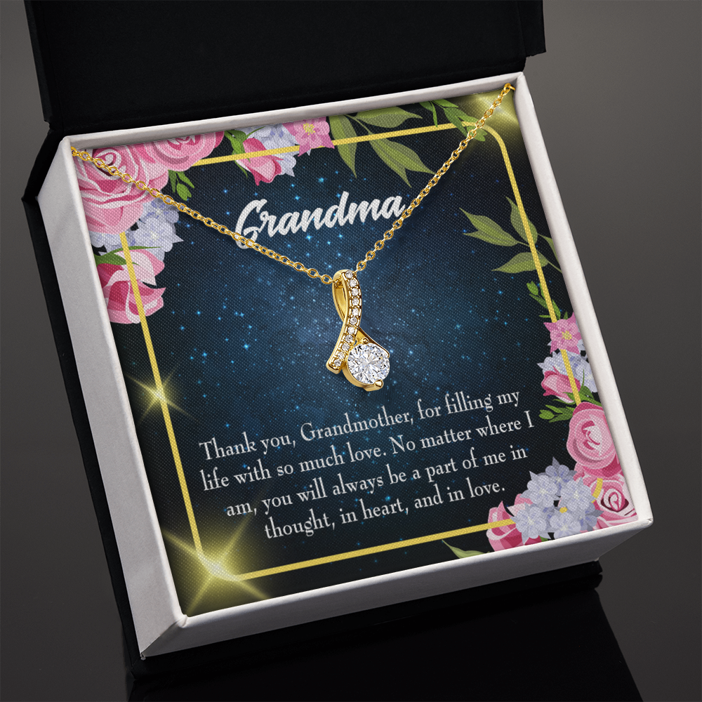 To My Grandmother Grandma Part of Me Alluring Ribbon Necklace Message Card-Express Your Love Gifts