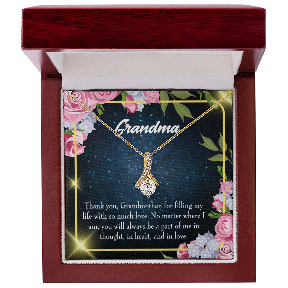 To My Grandmother Grandma Part of Me Alluring Ribbon Necklace Message Card-Express Your Love Gifts