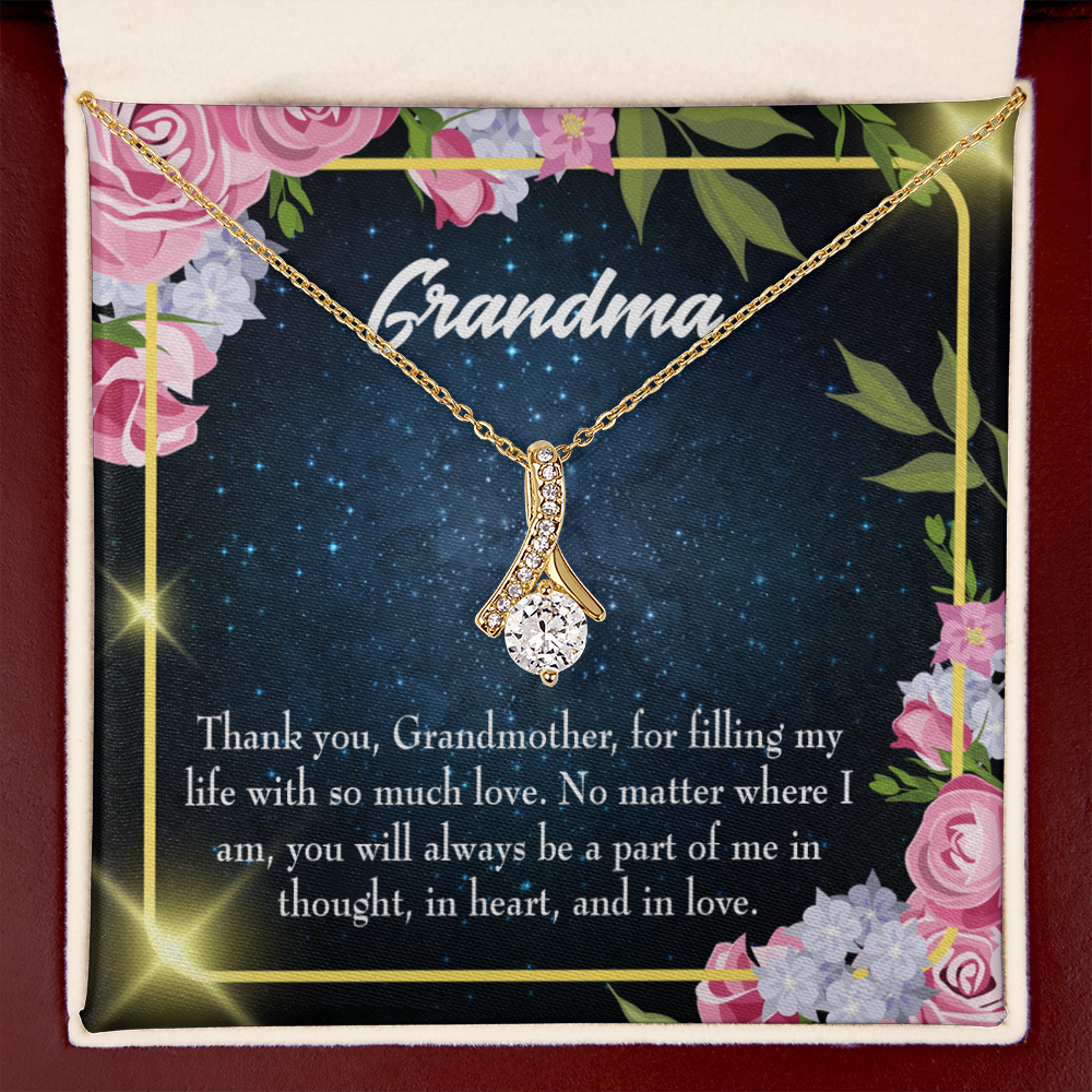 To My Grandmother Grandma Part of Me Alluring Ribbon Necklace Message Card-Express Your Love Gifts