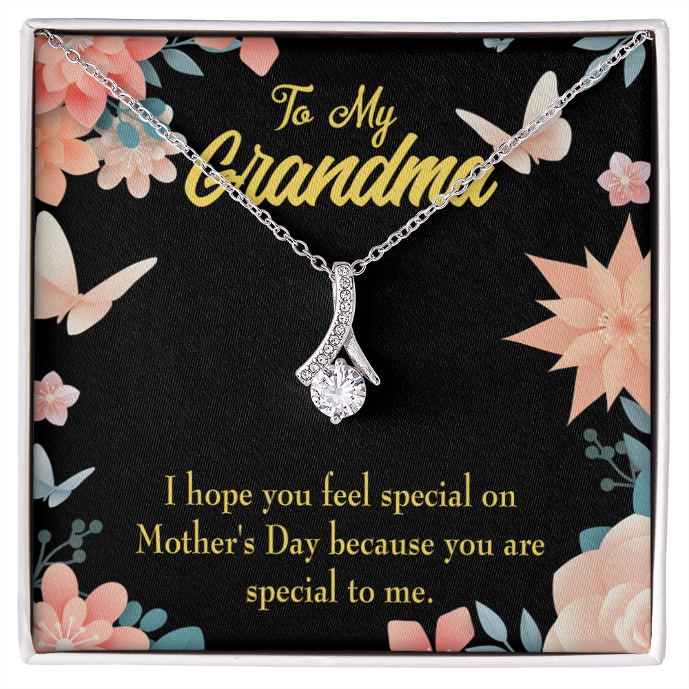 To My Grandmother Grandma Special Alluring Ribbon Necklace Message Card-Express Your Love Gifts