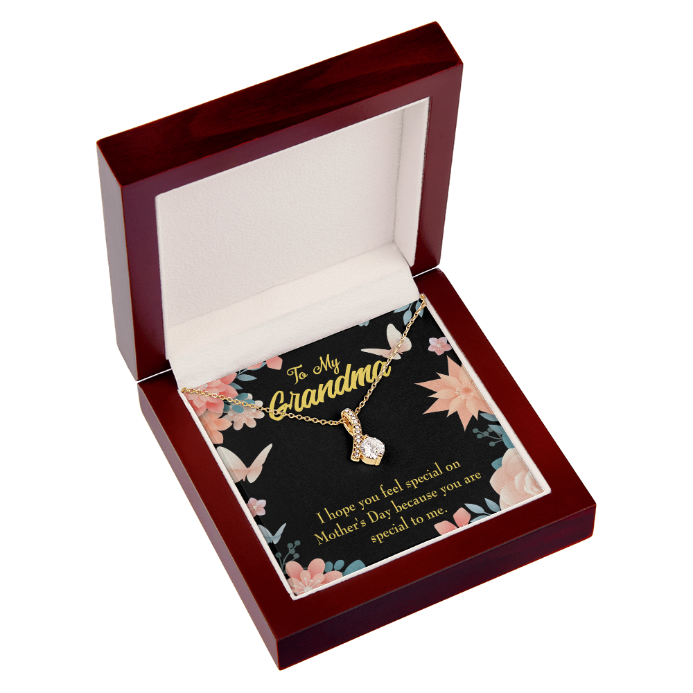 To My Grandmother Grandma Special Alluring Ribbon Necklace Message Card-Express Your Love Gifts