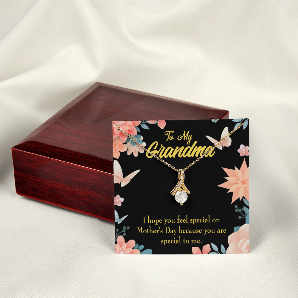 To My Grandmother Grandma Special Alluring Ribbon Necklace Message Card-Express Your Love Gifts