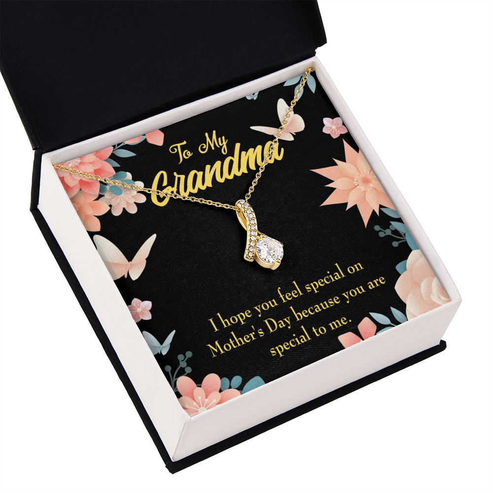 To My Grandmother Grandma Special Alluring Ribbon Necklace Message Card-Express Your Love Gifts