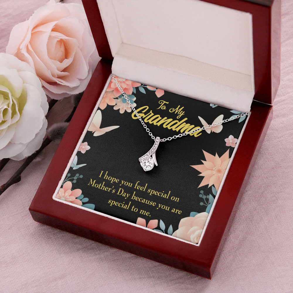 To My Grandmother Grandma Special Alluring Ribbon Necklace Message Card-Express Your Love Gifts