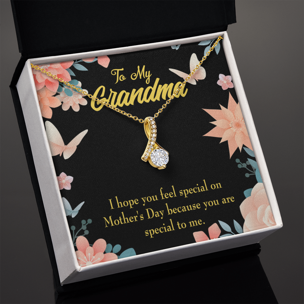 To My Grandmother Grandma Special Alluring Ribbon Necklace Message Card-Express Your Love Gifts