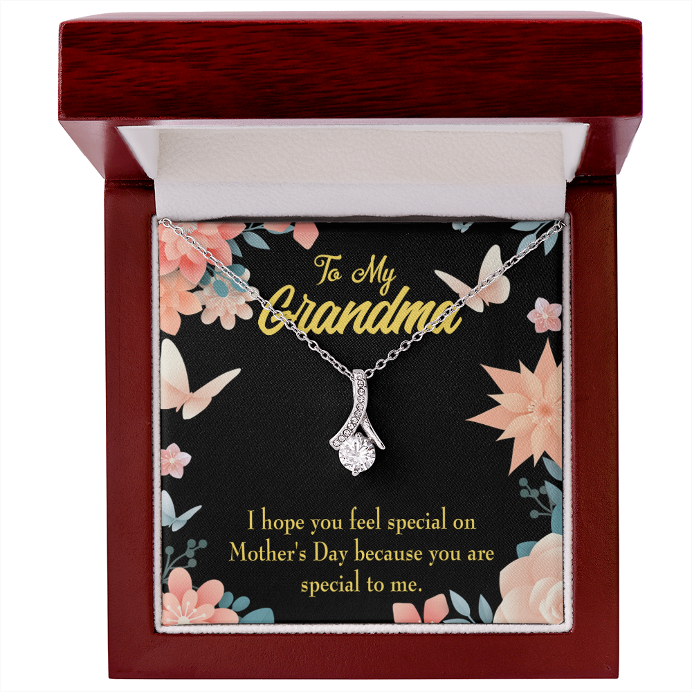 To My Grandmother Grandma Special Alluring Ribbon Necklace Message Card-Express Your Love Gifts