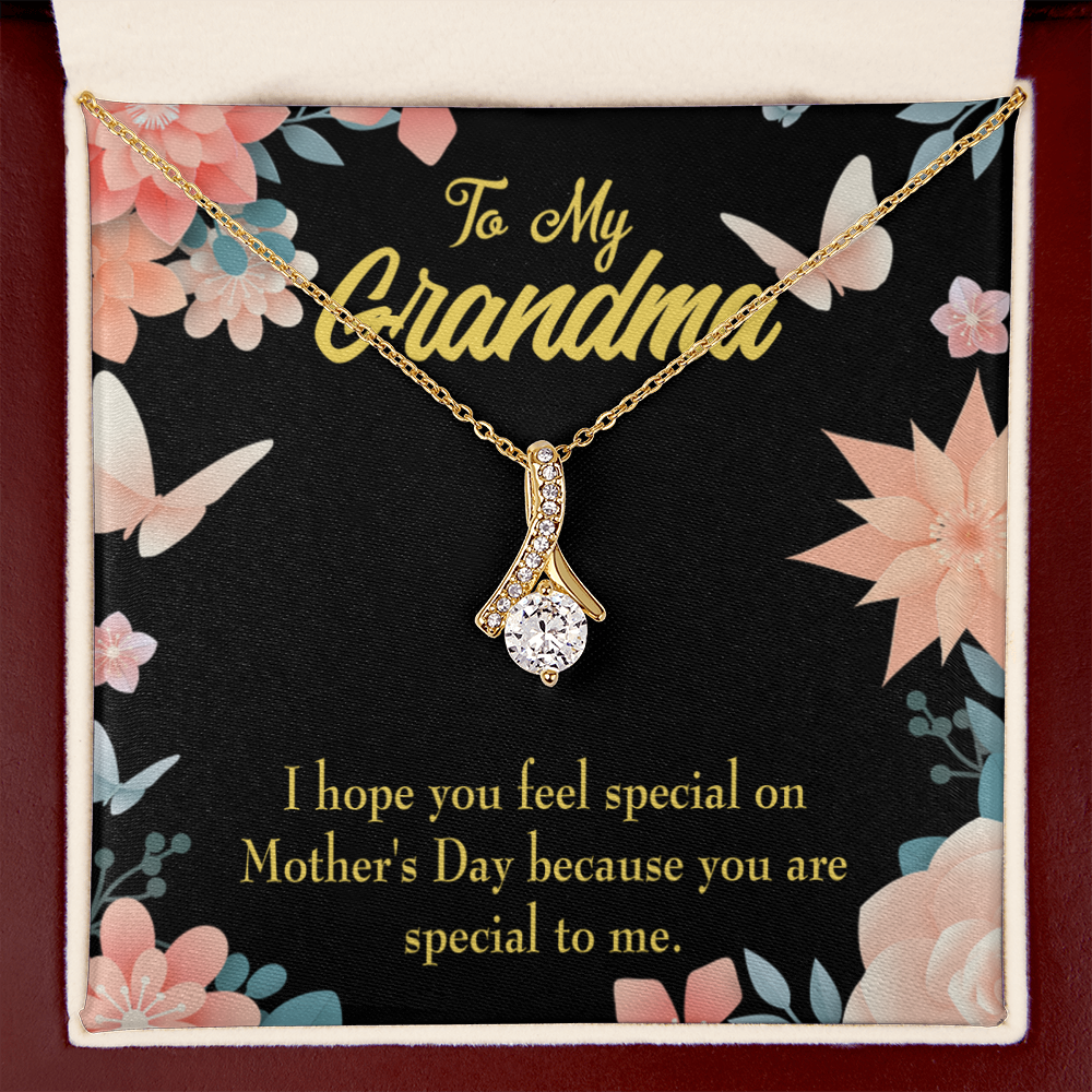 To My Grandmother Grandma Special Alluring Ribbon Necklace Message Card-Express Your Love Gifts