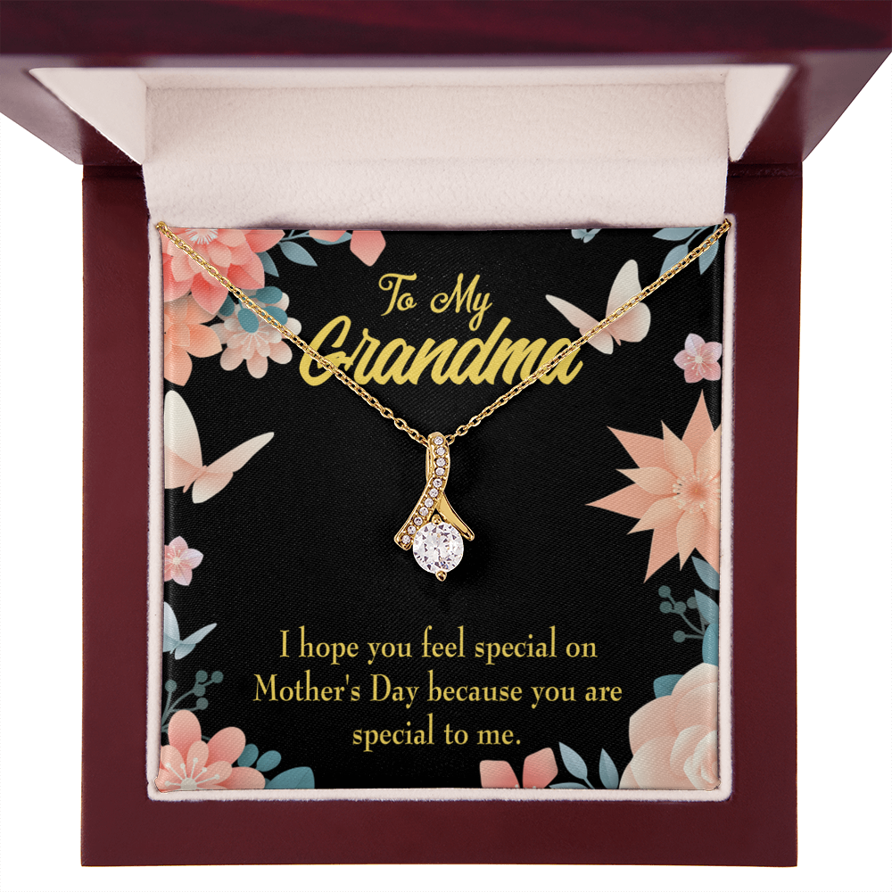 To My Grandmother Grandma Special Alluring Ribbon Necklace Message Card-Express Your Love Gifts