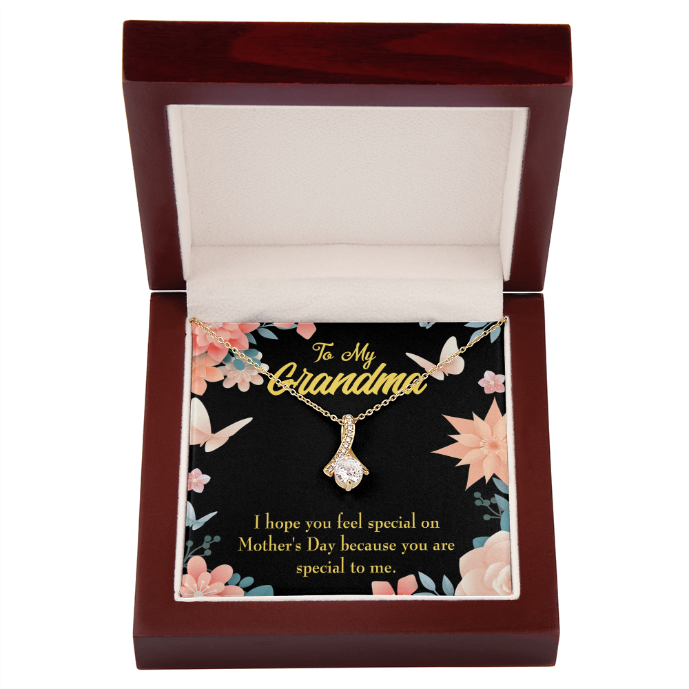 To My Grandmother Grandma Special Alluring Ribbon Necklace Message Card-Express Your Love Gifts