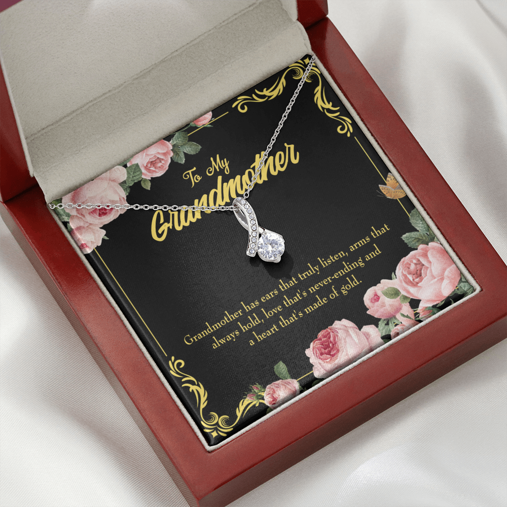 To My Grandmother Grandmother Heart of Gold Alluring Ribbon Necklace Message Card-Express Your Love Gifts