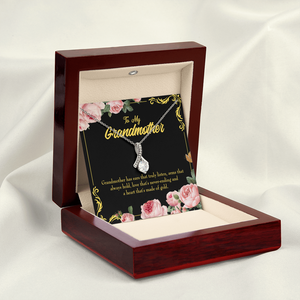 To My Grandmother Grandmother Heart of Gold Alluring Ribbon Necklace Message Card-Express Your Love Gifts