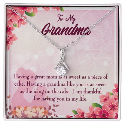 To My Grandmother Great Grandma Alluring Ribbon Necklace Message Card-Express Your Love Gifts