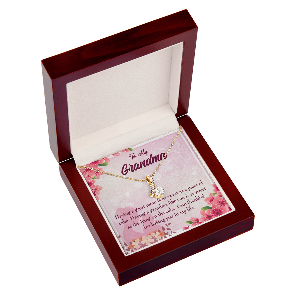 To My Grandmother Great Grandma Alluring Ribbon Necklace Message Card-Express Your Love Gifts