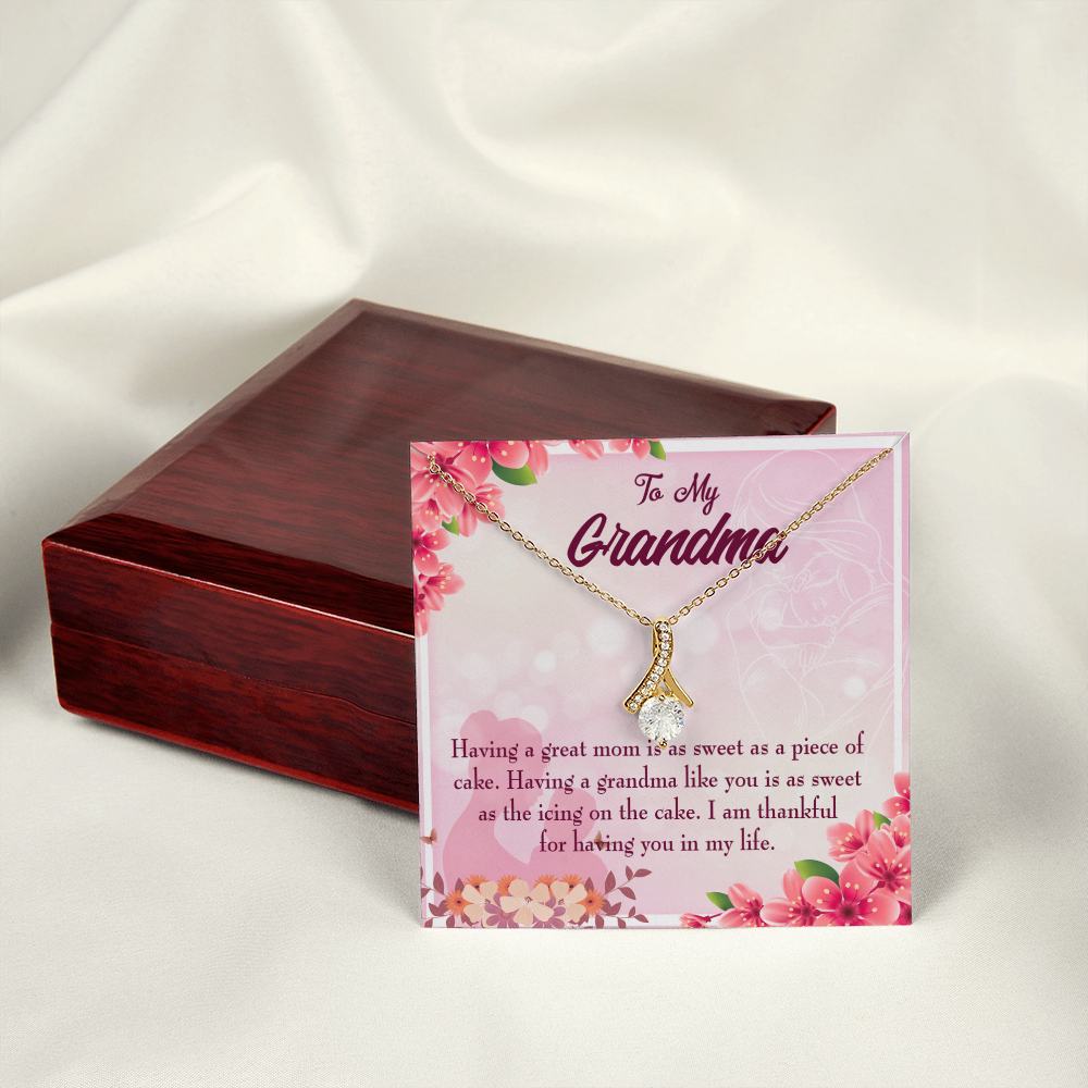 To My Grandmother Great Grandma Alluring Ribbon Necklace Message Card-Express Your Love Gifts