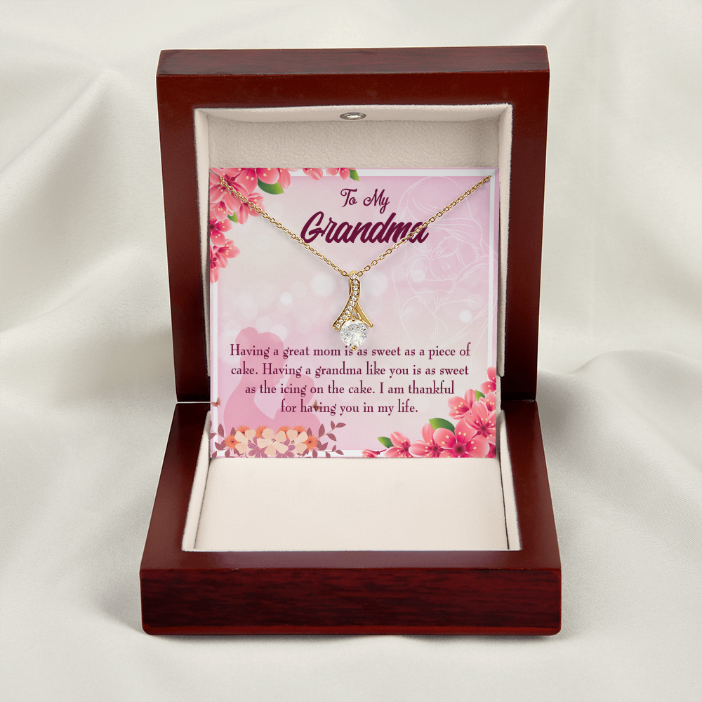 To My Grandmother Great Grandma Alluring Ribbon Necklace Message Card-Express Your Love Gifts