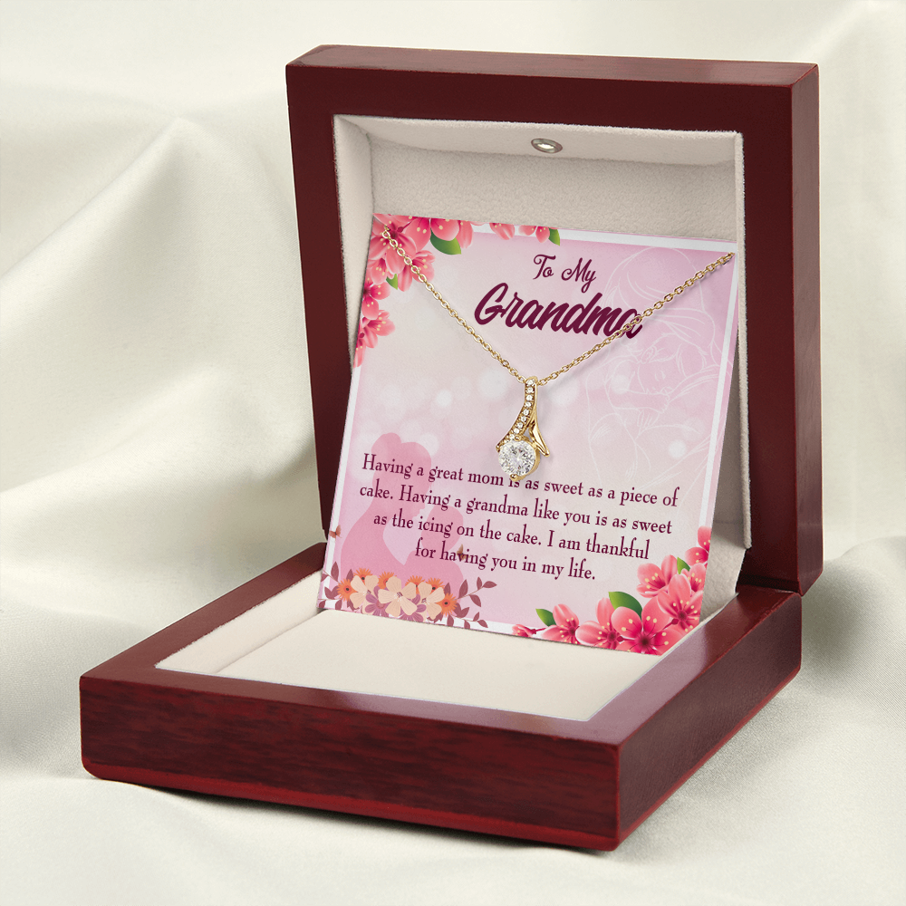 To My Grandmother Great Grandma Alluring Ribbon Necklace Message Card-Express Your Love Gifts