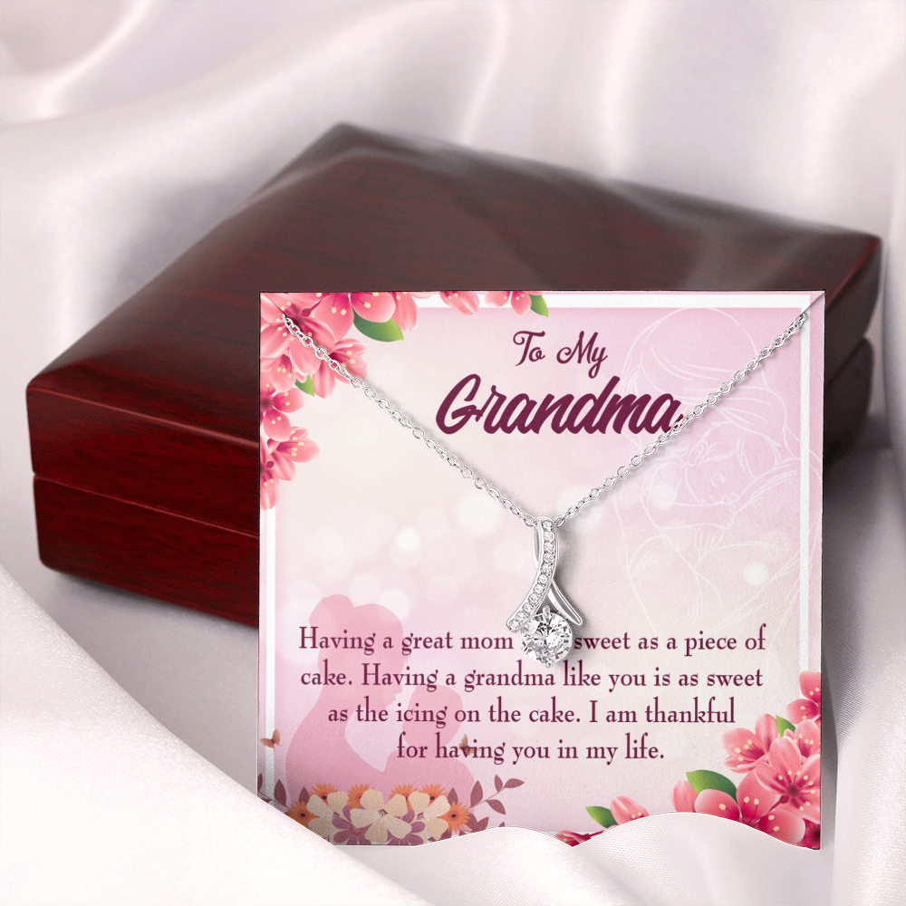 To My Grandmother Great Grandma Alluring Ribbon Necklace Message Card-Express Your Love Gifts