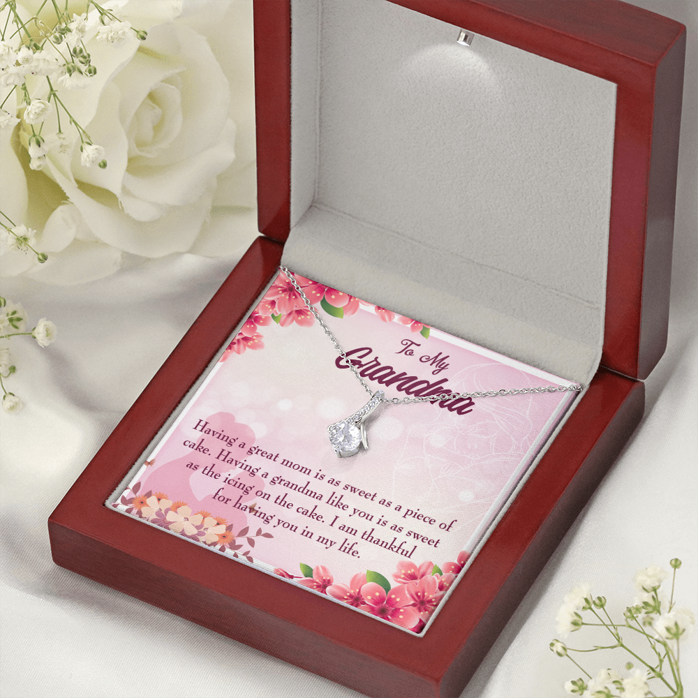 To My Grandmother Great Grandma Alluring Ribbon Necklace Message Card-Express Your Love Gifts