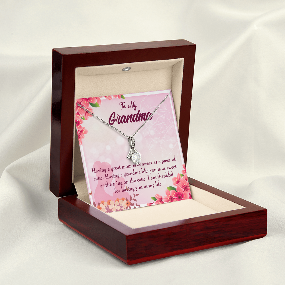 To My Grandmother Great Grandma Alluring Ribbon Necklace Message Card-Express Your Love Gifts