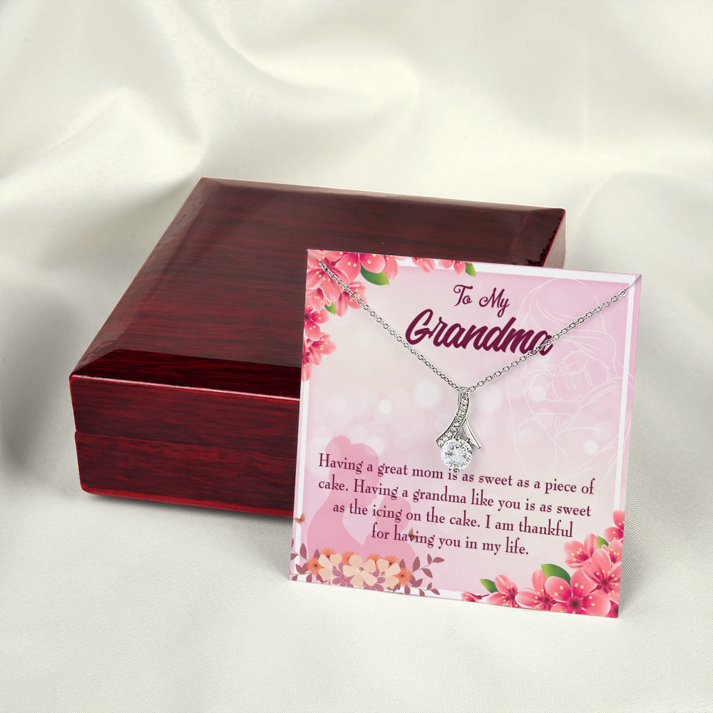 To My Grandmother Great Grandma Alluring Ribbon Necklace Message Card-Express Your Love Gifts