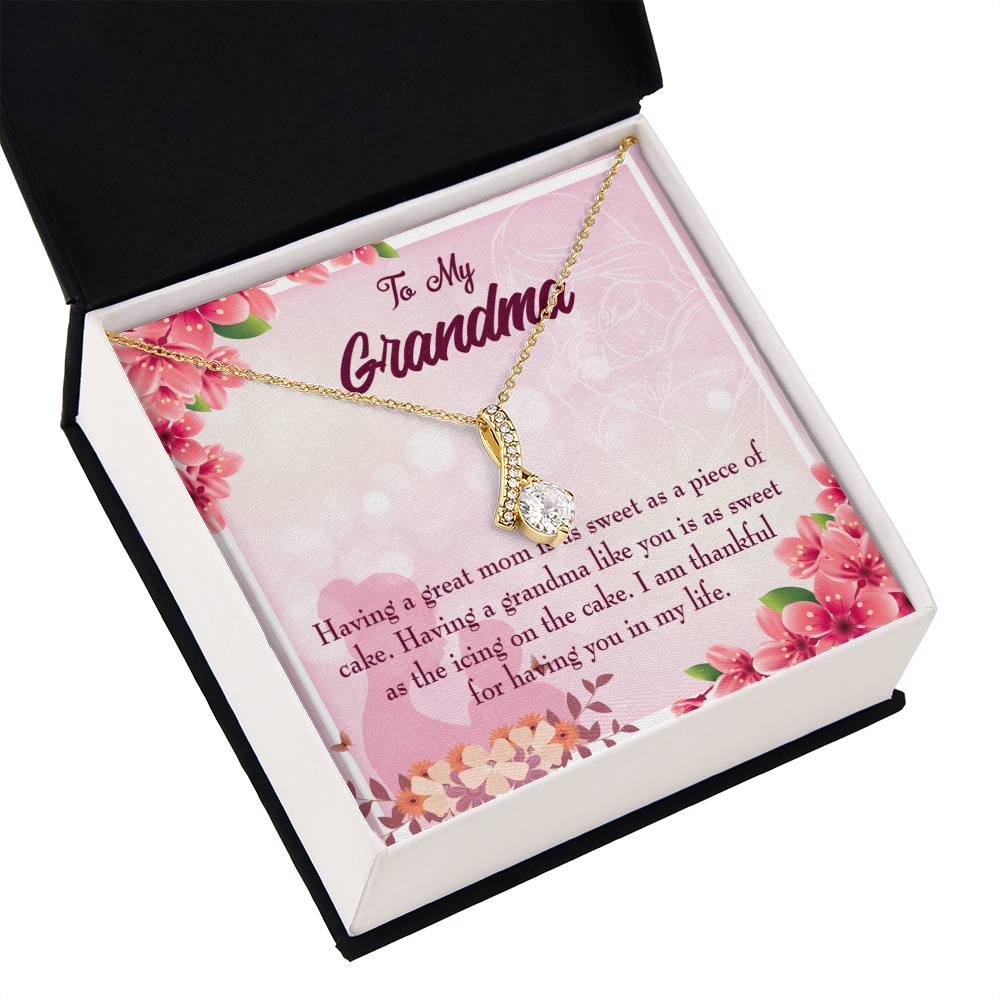 To My Grandmother Great Grandma Alluring Ribbon Necklace Message Card-Express Your Love Gifts