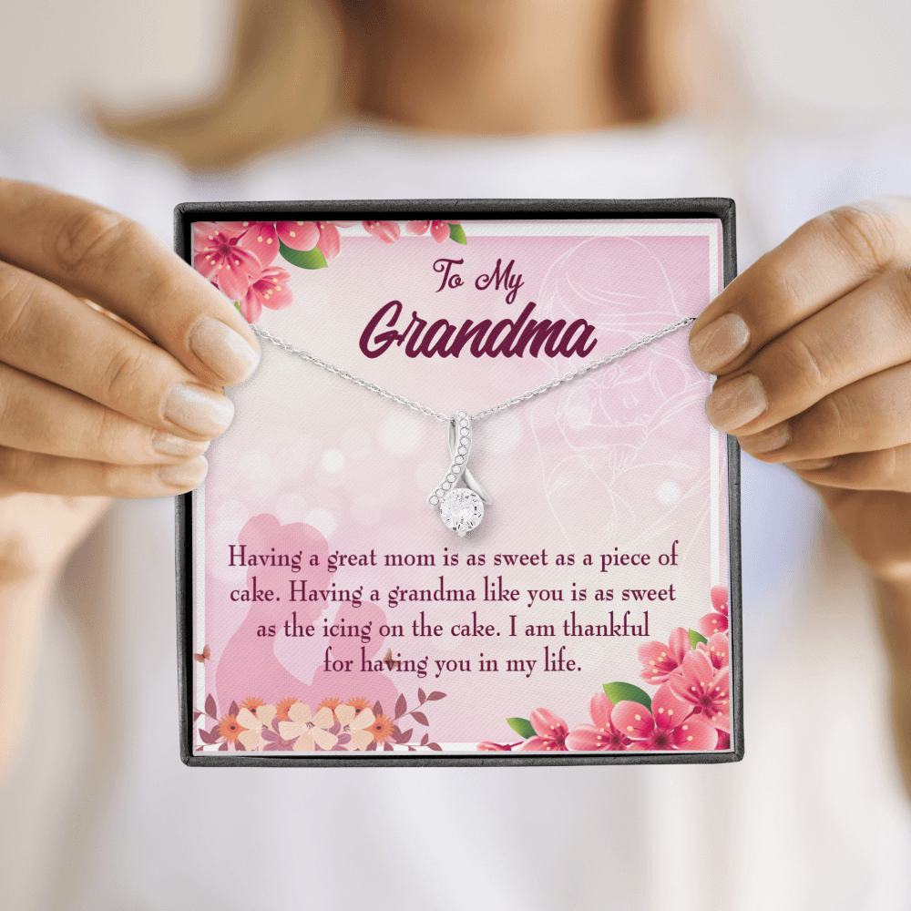 To My Grandmother Great Grandma Alluring Ribbon Necklace Message Card-Express Your Love Gifts