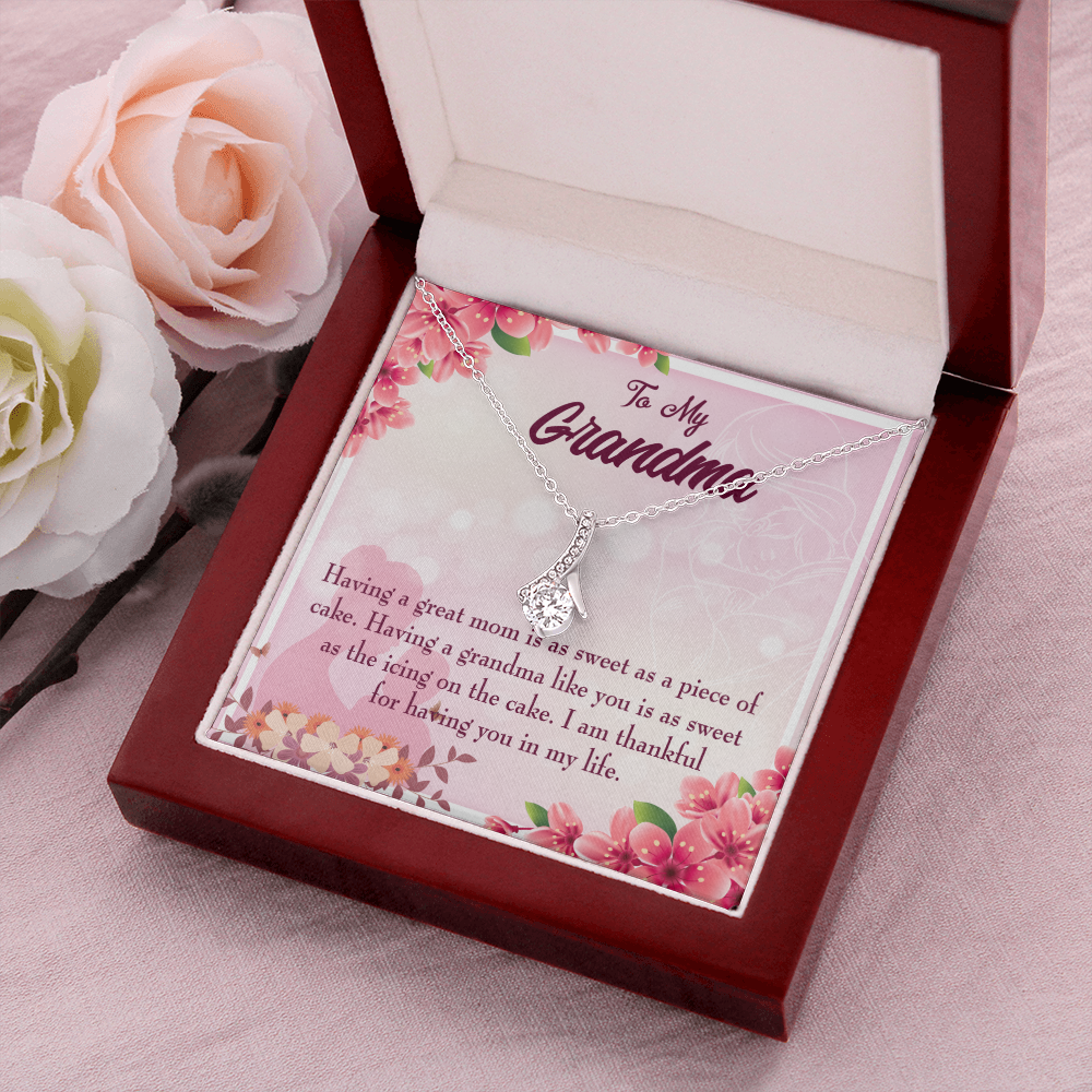 To My Grandmother Great Grandma Alluring Ribbon Necklace Message Card-Express Your Love Gifts