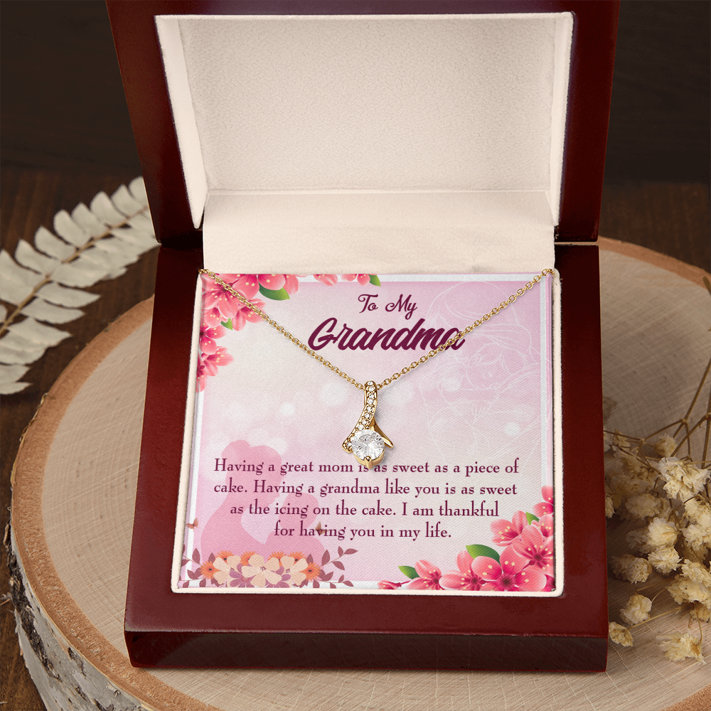 To My Grandmother Great Grandma Alluring Ribbon Necklace Message Card-Express Your Love Gifts