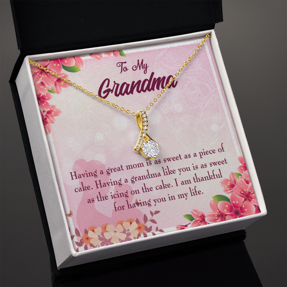 To My Grandmother Great Grandma Alluring Ribbon Necklace Message Card-Express Your Love Gifts