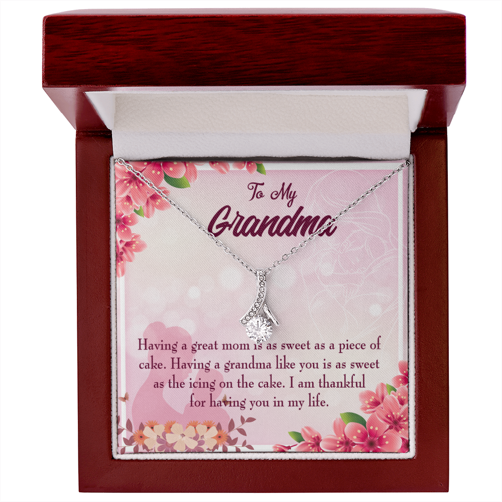 To My Grandmother Great Grandma Alluring Ribbon Necklace Message Card-Express Your Love Gifts