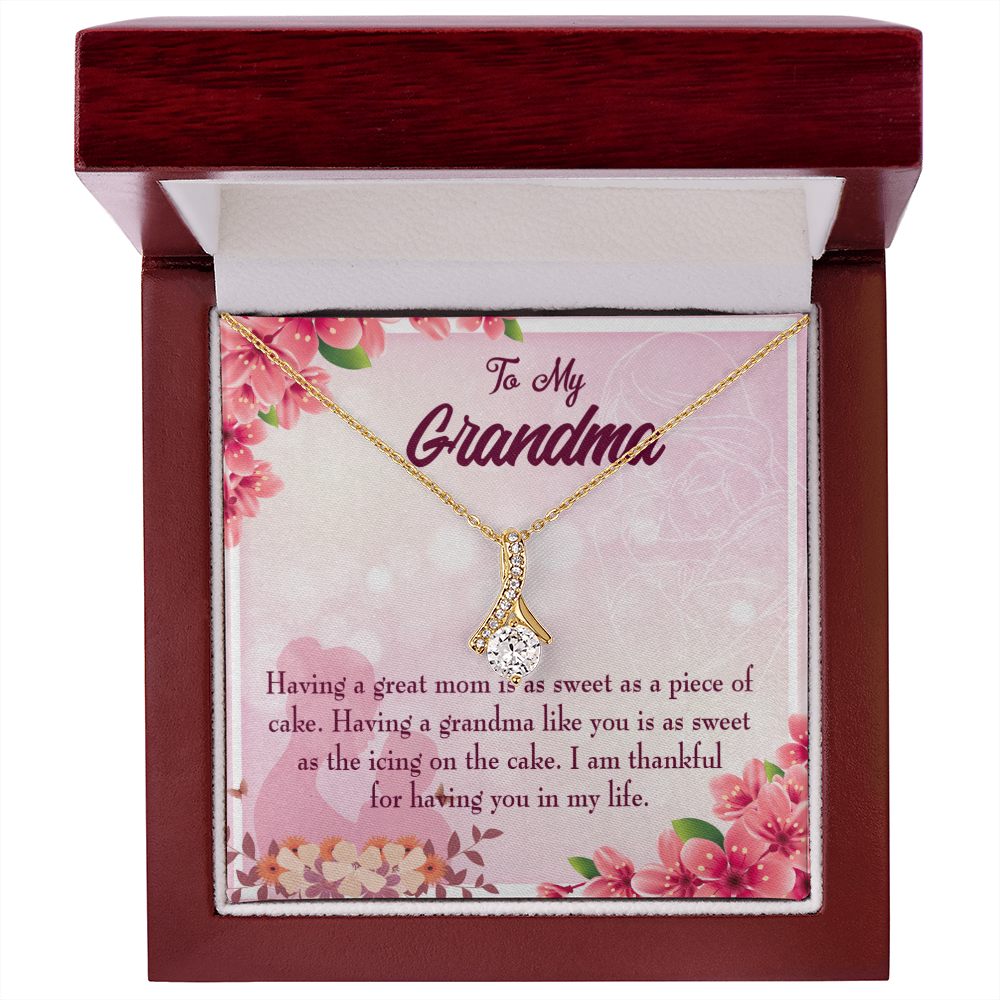 To My Grandmother Great Grandma Alluring Ribbon Necklace Message Card-Express Your Love Gifts