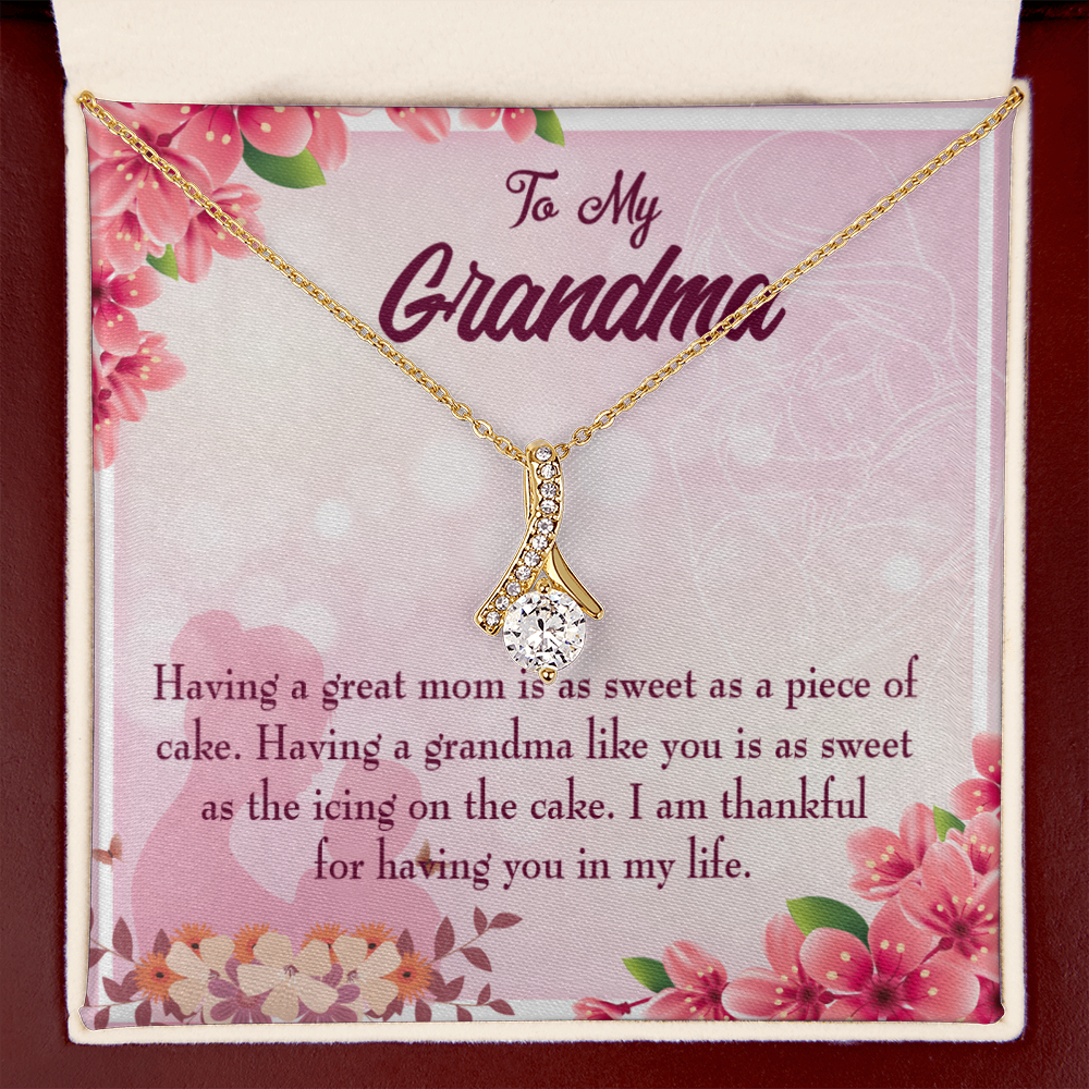 To My Grandmother Great Grandma Alluring Ribbon Necklace Message Card-Express Your Love Gifts